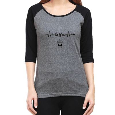 Coffee Cup - Raglan 3/4 Sleeve T Shirt