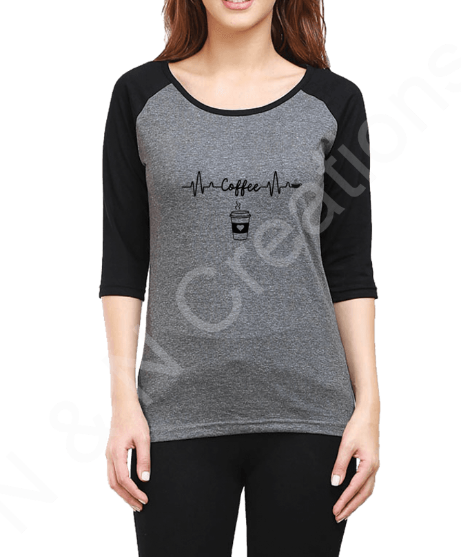 Coffee Cup - Raglan 3/4 Sleeve T Shirt