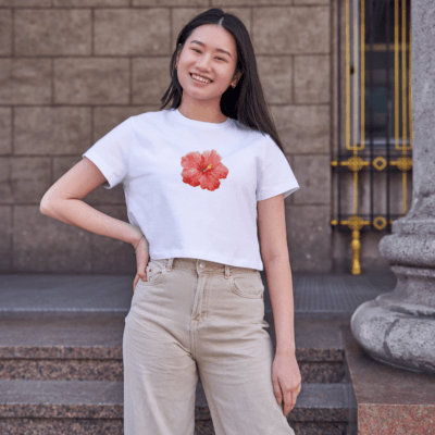 Red Hibiscus Flower - Crop Top