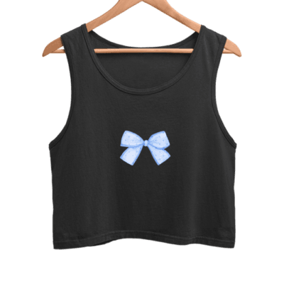 Blue Coquette Bow - Crop Tank Top