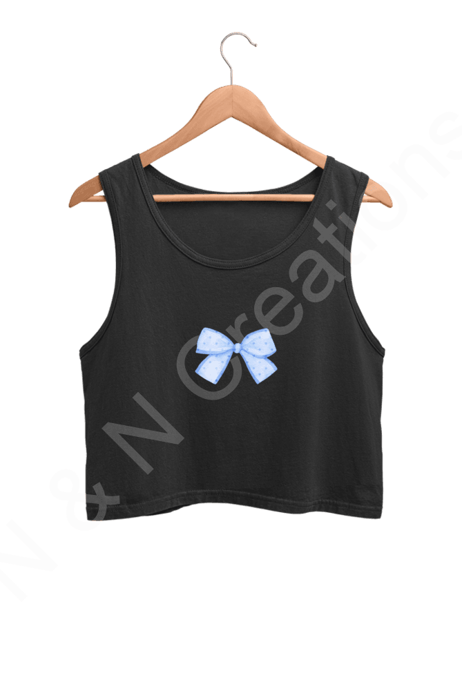 Blue Coquette Bow - Crop Tank Top