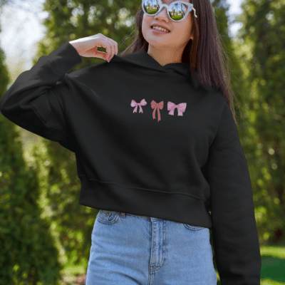 Coquette Bows - Cropped Hoodie