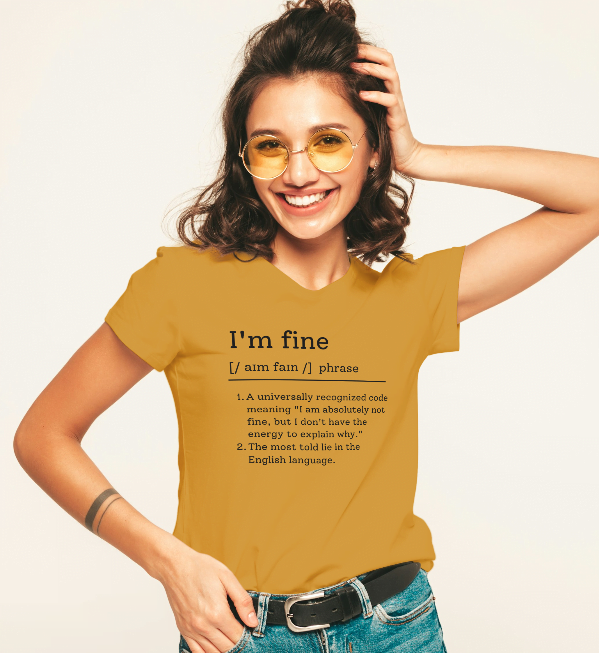 I'm Fine Definition - Round Neck Half Sleeve T-Shirt