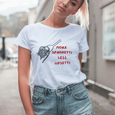 More Spaghetti Less Upsetti - Round Neck Half Sleeve T-Shirt