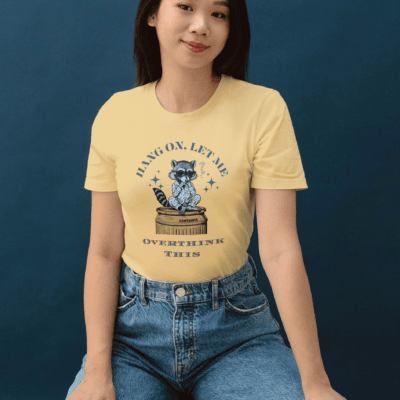 Overthinker Racoon - Round Neck Half Sleeve T-Shirt