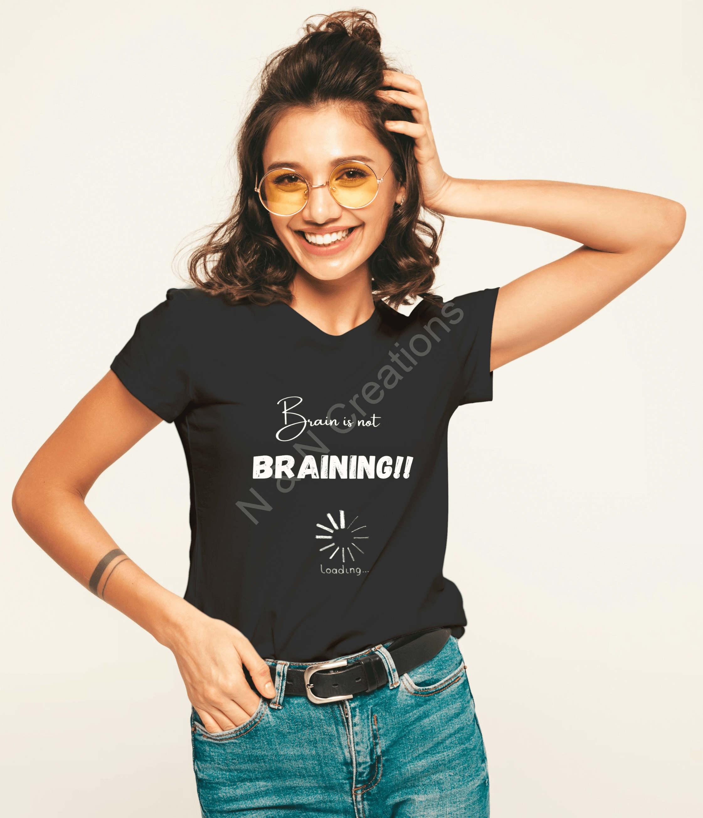 Brain is not Braining - Round Neck Half Sleeve T-Shirt