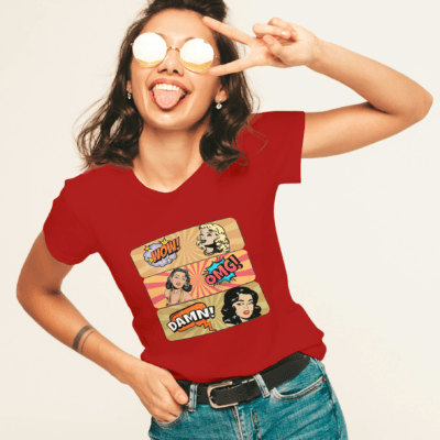 Vintage Comic Strip - Round Neck Half Sleeve T-Shirt