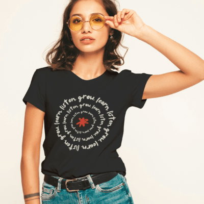 Listen. Grow. Learn - Round Neck Tshirt