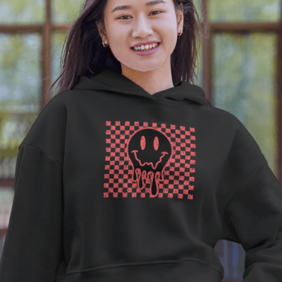 Melting Smiley ( Distressed Effect ) - Cropped Hoodie