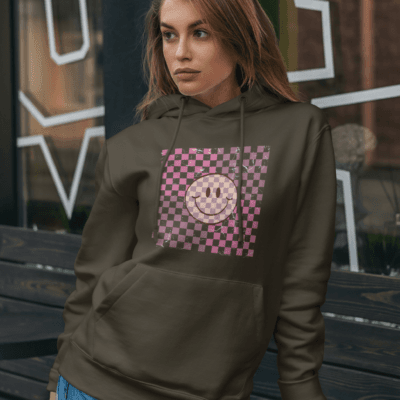 Checkered Smiley ( Distressed Effect ) - Hoodie