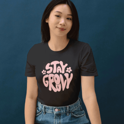 Stay Groovy (Distressed Effect) - Round Neck Half Sleeve T-Shirt