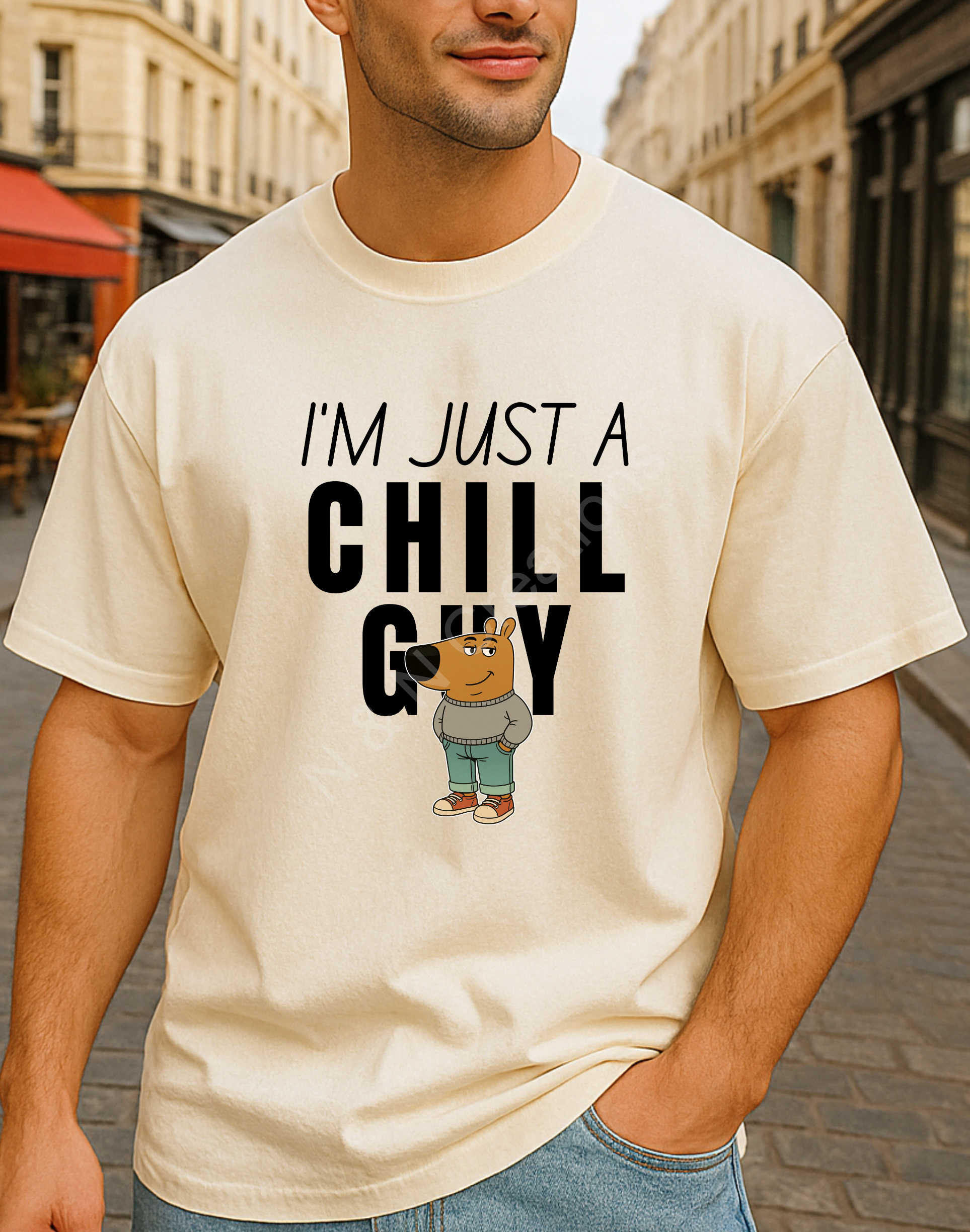I'm Just A Chill Guy - Oversized Tshirt (Off-White)
