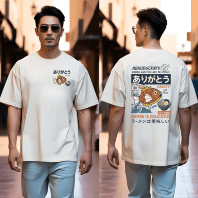 Japanese Fish - Oversized Tshirt ( Off-White )
