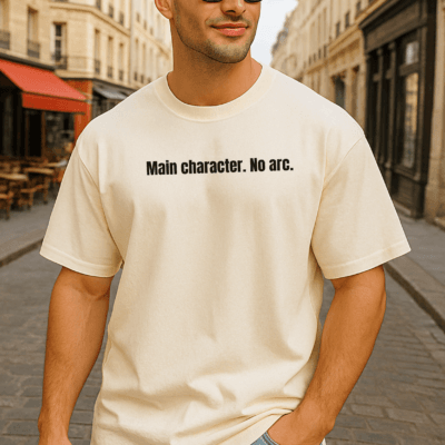Main Character. No Arc - Oversized Tshirt (Off-White Colour)