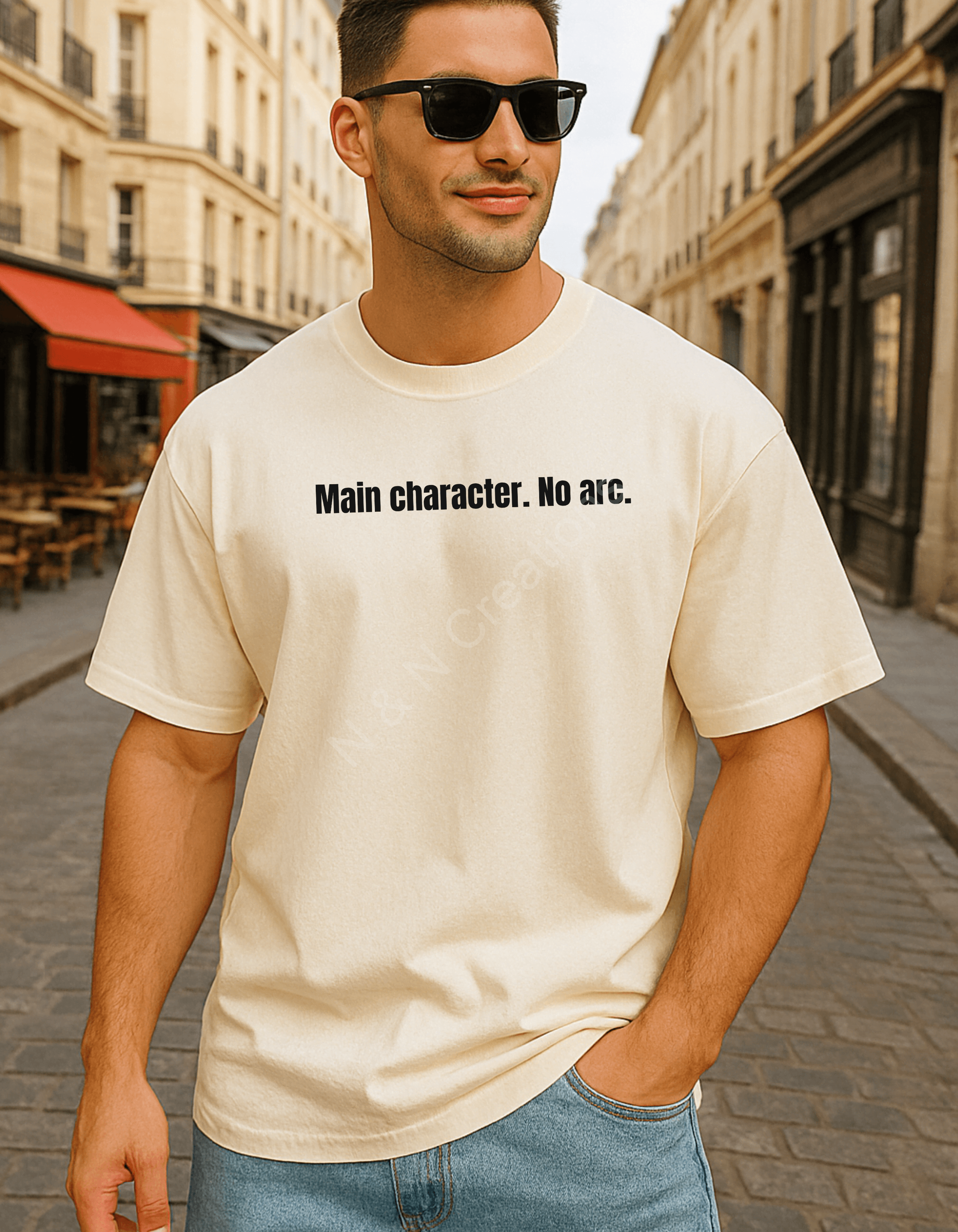 Main Character. No Arc - Oversized Tshirt (Off-White Colour)