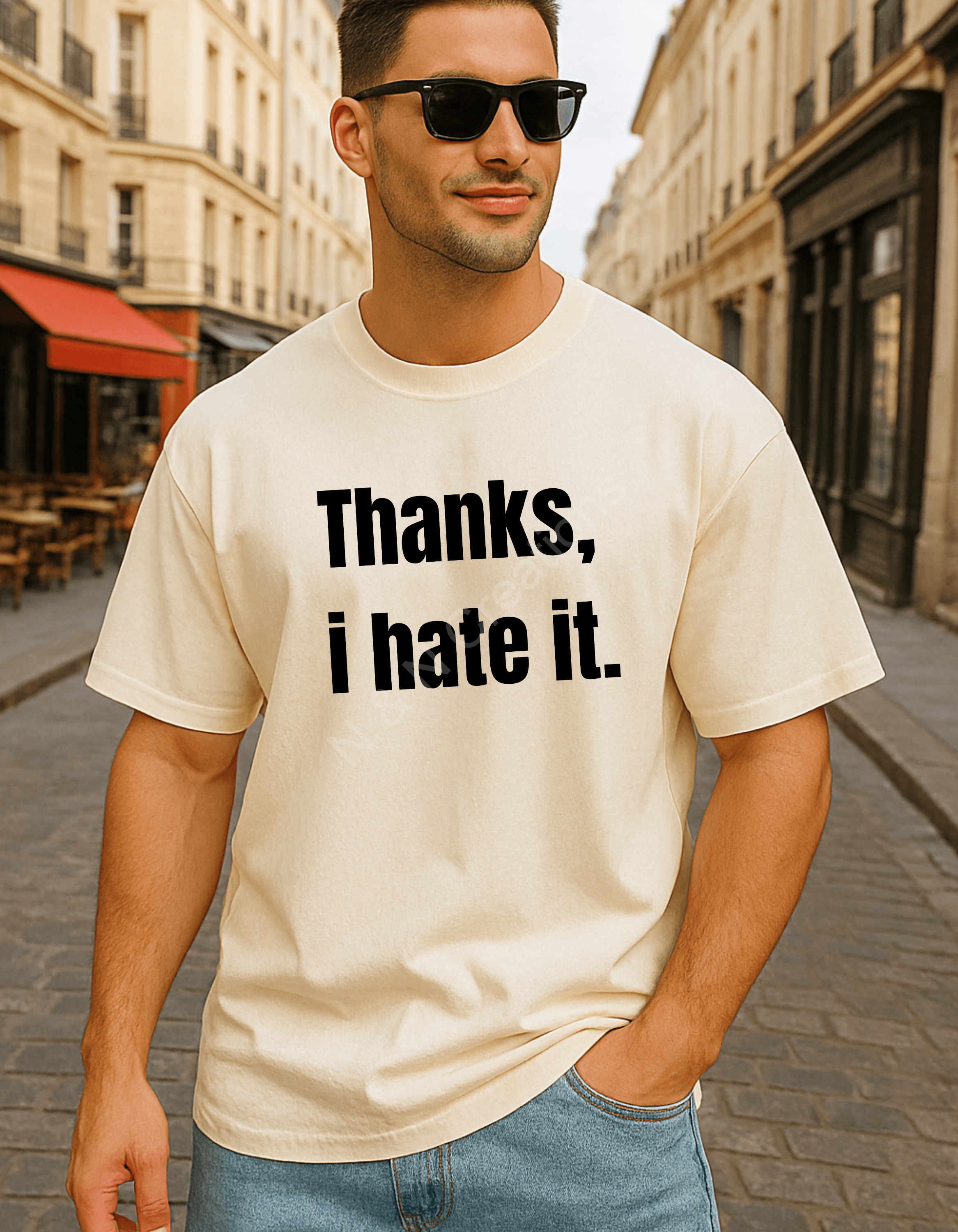Thanks, I Hate It - Oversized Tshirt (Off-White Colour)