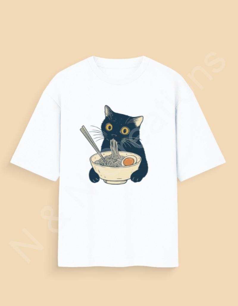 Ramen Cat - Unisex Oversized Standard T-Shirt - Image 4