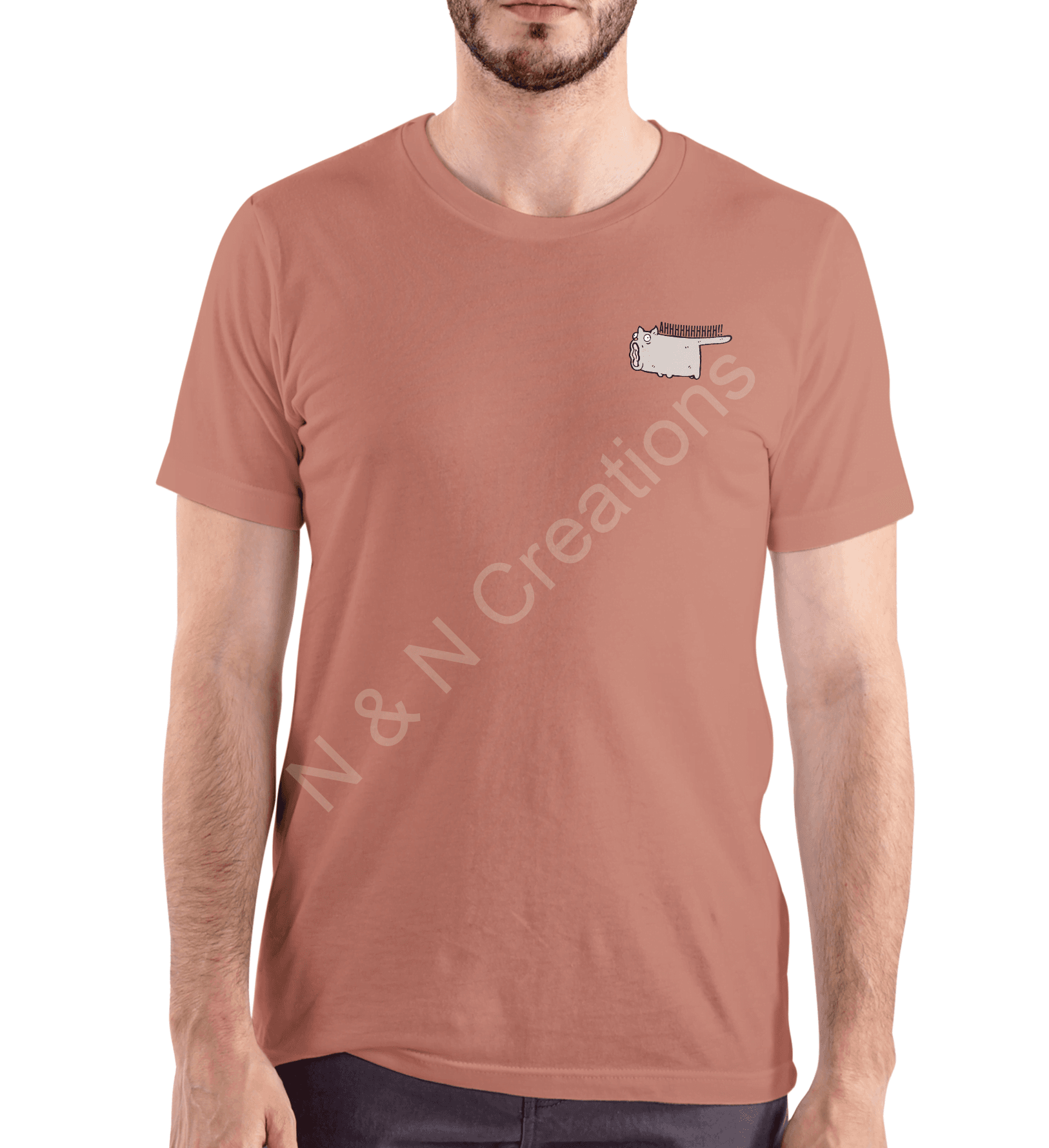 Crazy Cat - Men’s Round Neck Regular Fit Half-Sleeve Tshirt