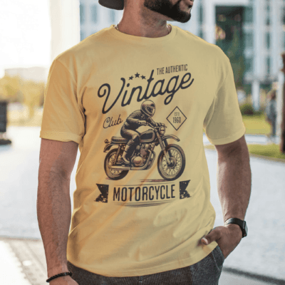Vintage Motorcycle - Men’s Round Neck Regular Fit Half-Sleeve Tshirt