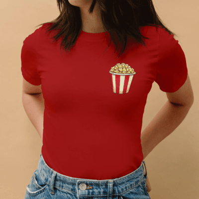 Popcorn - Women's Round Neck Half-Sleeve T-Shirt