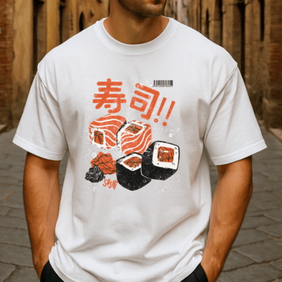 Sushi (Distressed Effect)- Unisex Oversized Standard T-Shirt