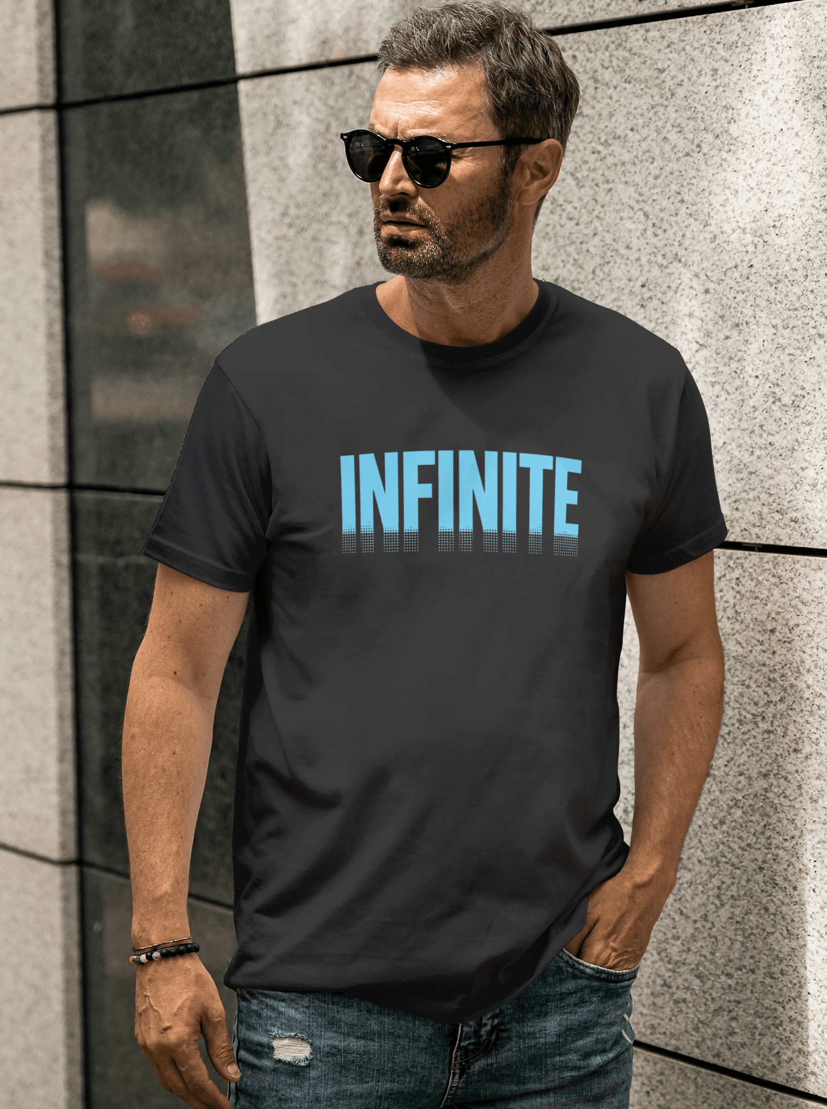 Infinite - Men's Round Neck Half-Sleeve T-Shirt